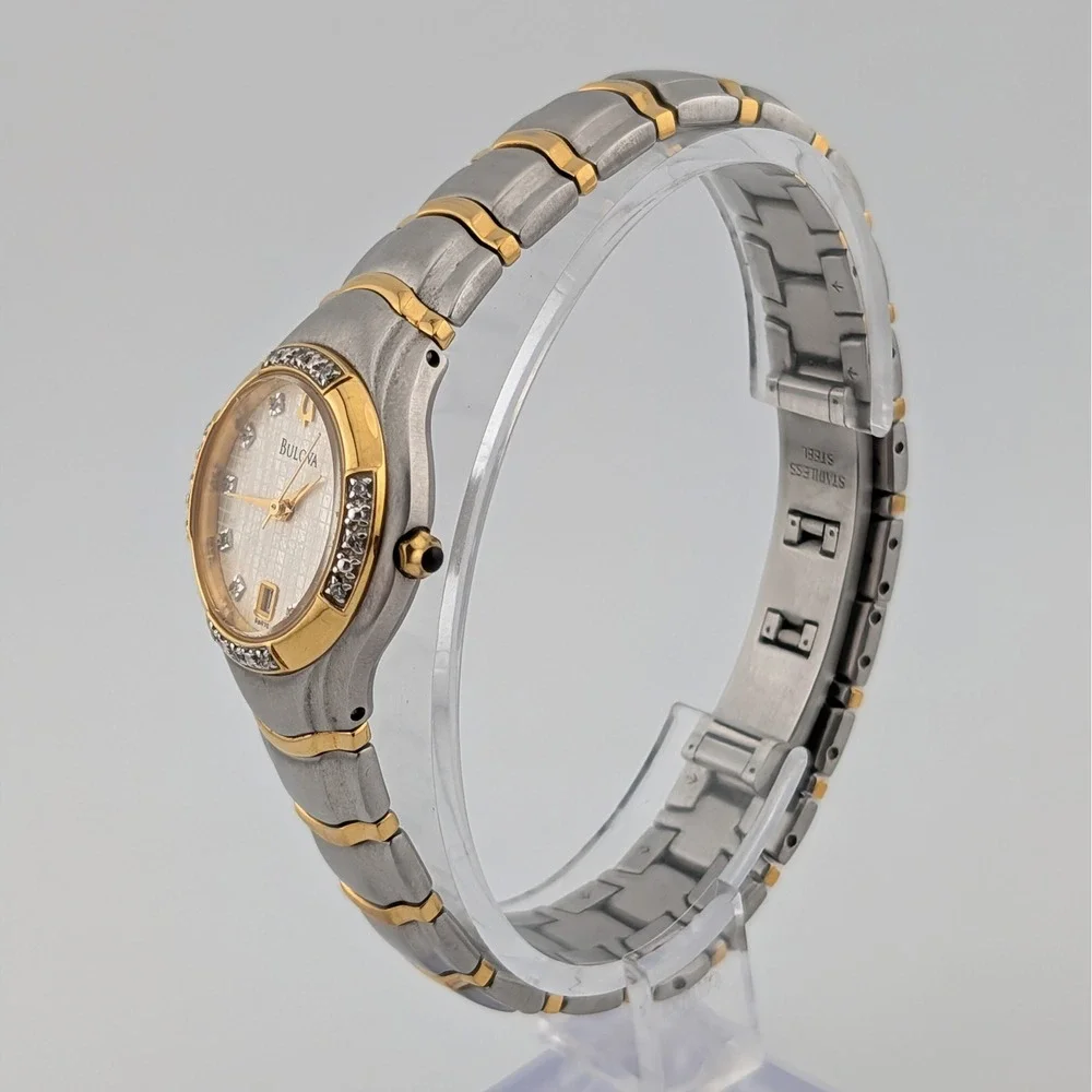 Bulova 98R70 Diamond Gallery Maestro Textured MOP Dial Quartz Watch